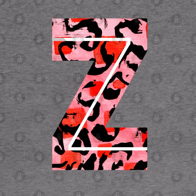 Letter Z Watercolour Leopard Print Alphabet Red by Squeeb Creative